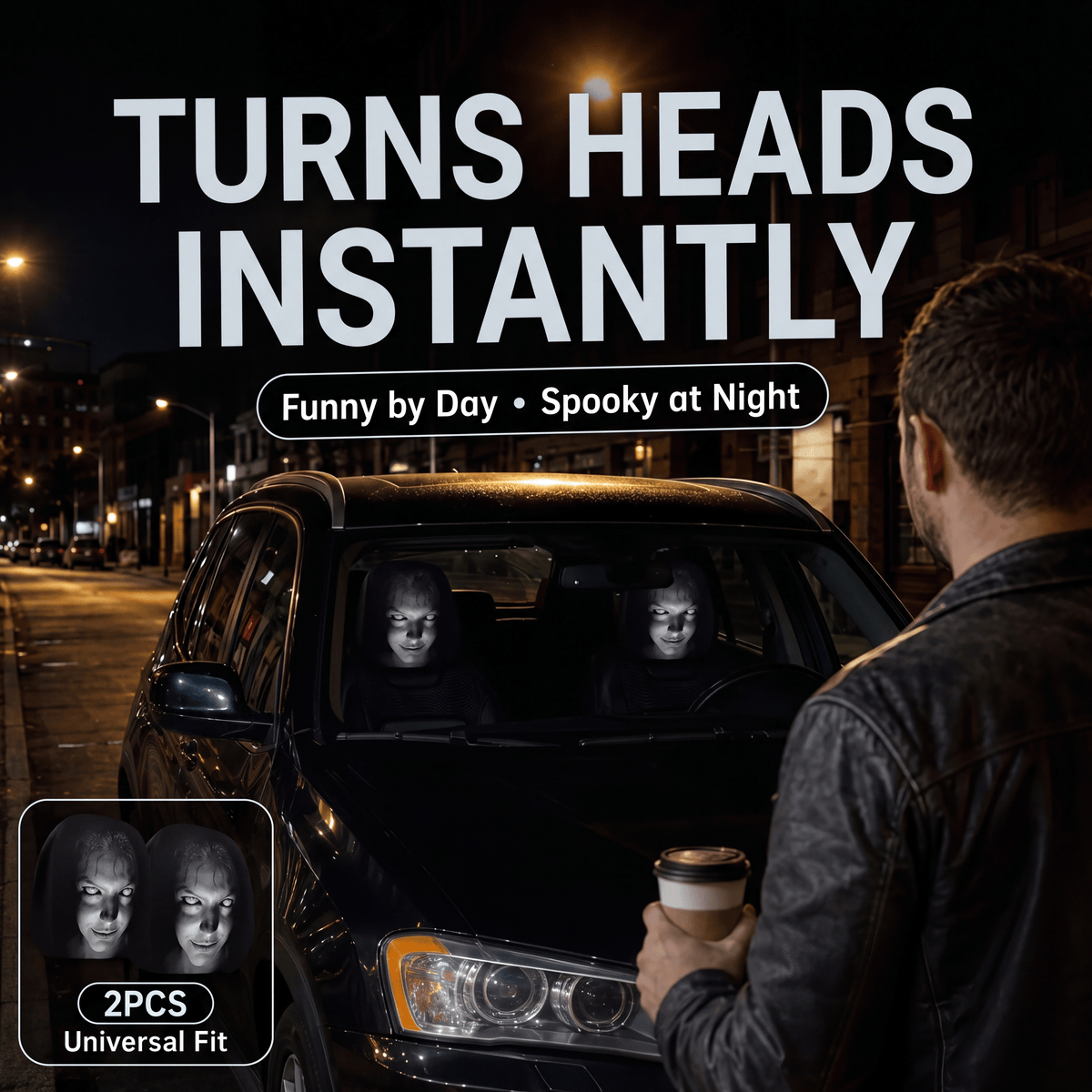SpookSeat™ Spooky Car Headrest Covers